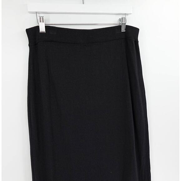 PLANET by Lauren G Pima Cotton Borderline Skirt 2 Black Mod Minimalist Timeless - Picture 9 of 16